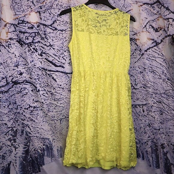 LEMON LACE DRESS L Candalite Spring Easter Wedding Guest Bridesmaid Formal Party - Picture 6 of 7
